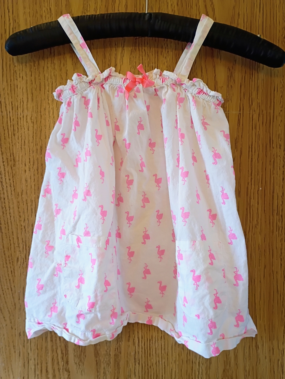 Carter's White Sleeveless Dress with Pink Flamingo Print